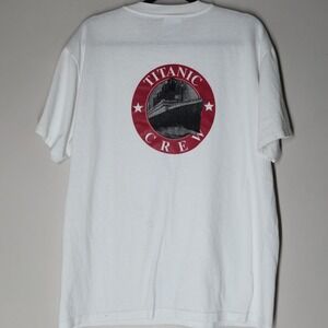 Vintage Titanic Crew T-shirt Tee White Short Sleeve Size Large Movie Hanes